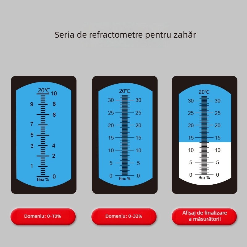 Refraktometru portabil pentru conținutul de zahăr și salinitate, tester de dulceață a sucului