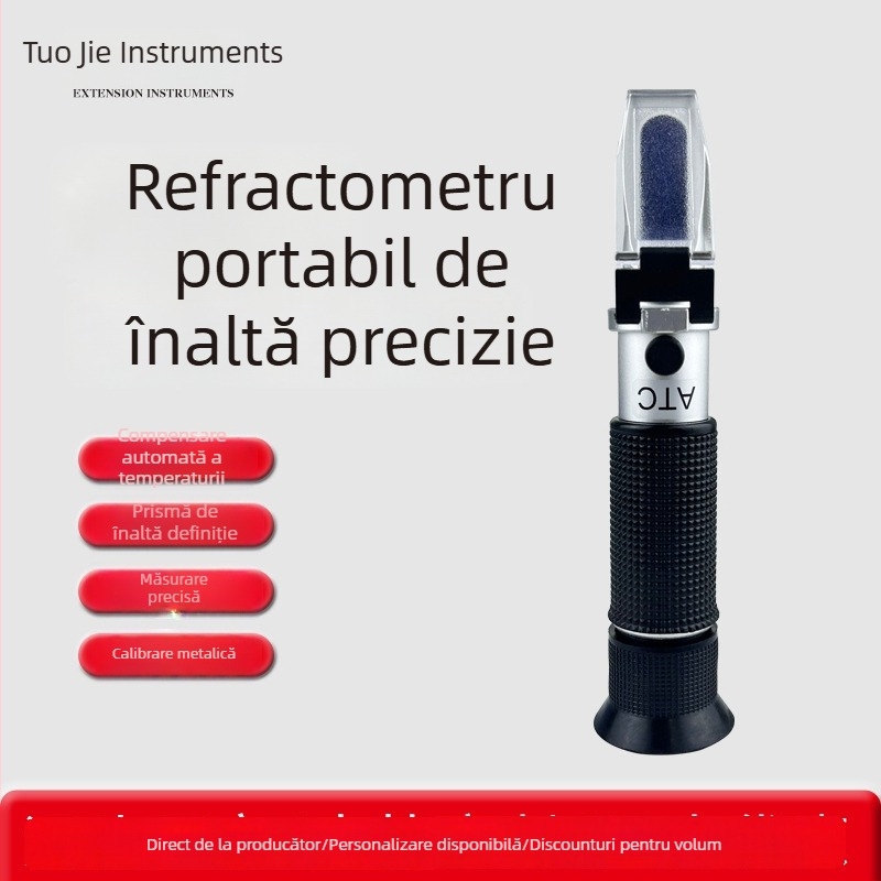 Refraktometru portabil pentru conținutul de zahăr și salinitate, tester de dulceață a sucului