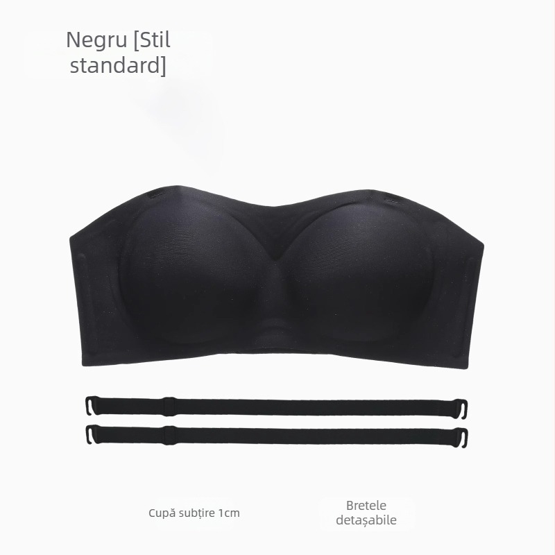 Bustier fără bretele, invizibil, push-up, anti-alunecare, design tubular, fără sârmă, confortabil
