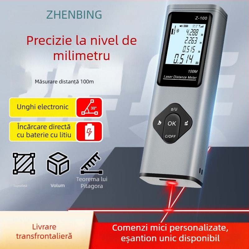 Zhenbing distanțier laser 3 în 1, instrument portabil de măsurare cu infraroșu, țintire încrucișată, Bluetooth pentru desenarea spațiilor