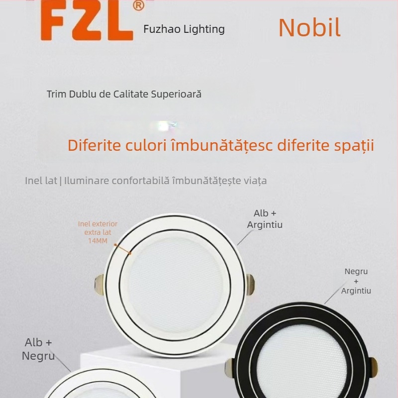 Fuzhao Downlight LED încastrat, reglaj în trei culori, 2,5 inchi, alb cald 3000K, carcasă din aluminiu, deschidere 75 mm, iluminare pentru living
