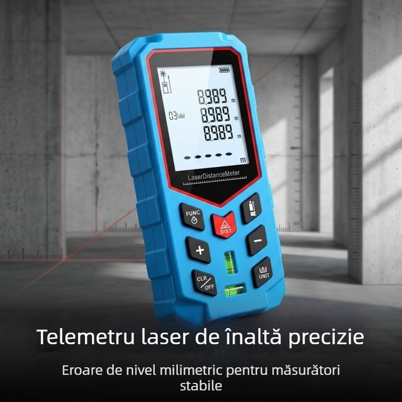 Distanțimetru cu laser roșu, manual, pentru interior