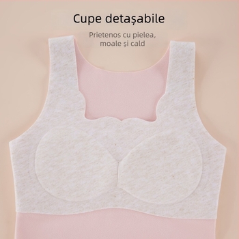 Vestă din nylon pentru fete, cu glugă, toamnă–iarna, strat de bază cu protecție abdominală