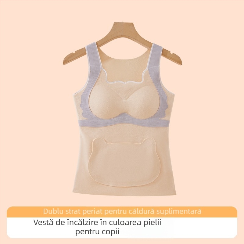 Vestă din nylon pentru fete, cu glugă, toamnă–iarna, strat de bază cu protecție abdominală