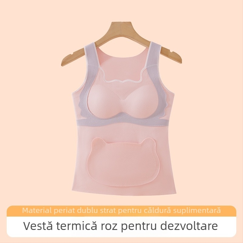 Vestă din nylon pentru fete, cu glugă, toamnă–iarna, strat de bază cu protecție abdominală