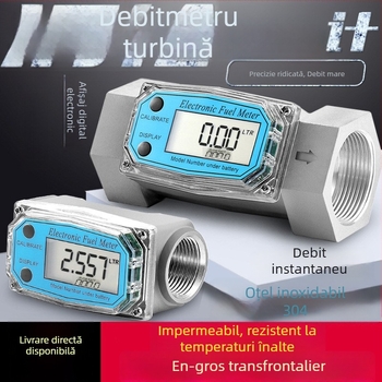 Fluxometru cu turbină din oțel inoxidabil pentru lichide, cu afișaj digital; diesel, benzină, metanol, kerosen și apă
