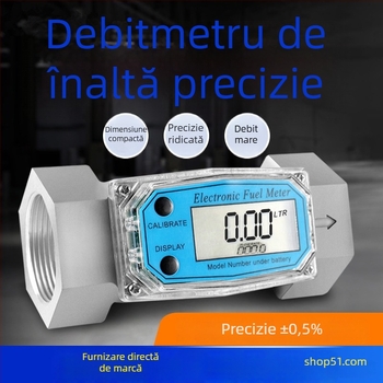 Fluxometru cu turbină din oțel inoxidabil pentru lichide, cu afișaj digital; diesel, benzină, metanol, kerosen și apă