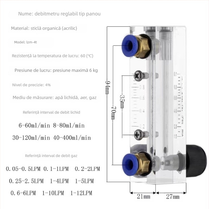 LZM-4T Fluxmetru cu panou din plexiglas pentru lichide – LZT-4M