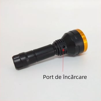 Liangzhiwei 802 Lanternă LED reîncărcabilă, putere mare, cu inel din aliaj de aluminiu, iluminare în aer liber cu rază lungă