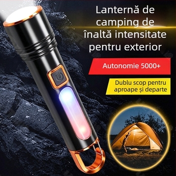 Lanternă cu intensitate mare, luminozitate ultra-înaltă, rază lungă, reîncărcabilă, putere mare, durată îndelungată — iluminare multifuncțională pentru camping și ciclism