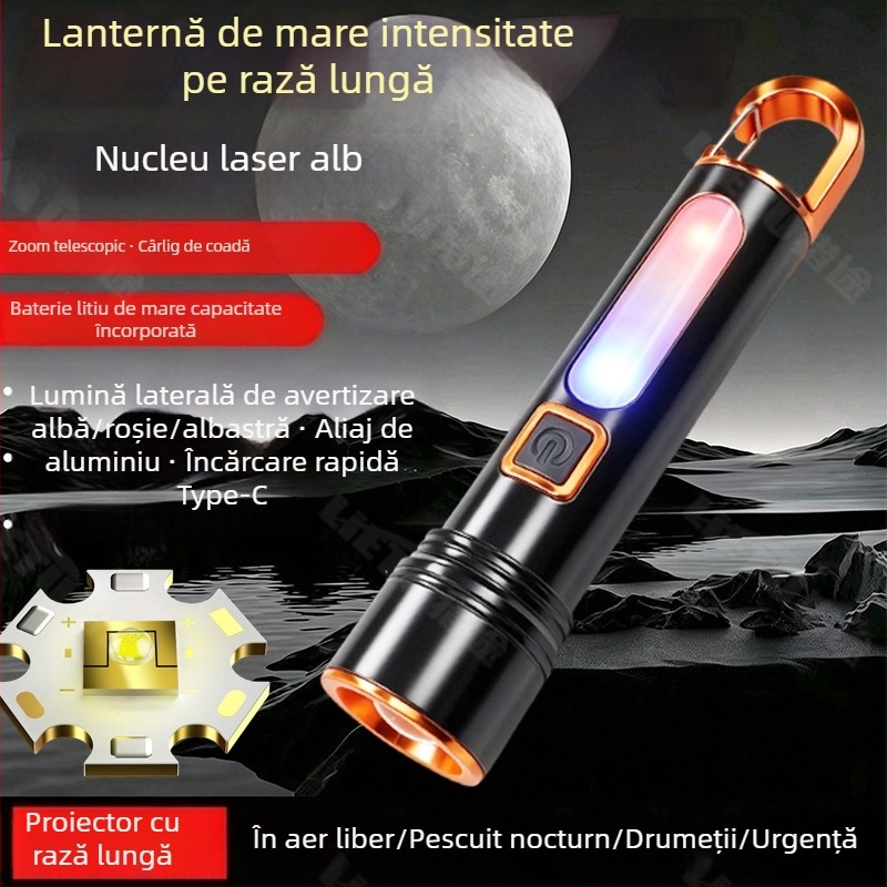 Lanternă cu intensitate mare, luminozitate ultra-înaltă, rază lungă, reîncărcabilă, putere mare, durată îndelungată — iluminare multifuncțională pentru camping și ciclism