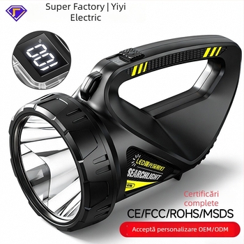 Lanternă de mână reîncărcabilă, fascicul ultra-luminos, rază lungă pentru exterior, 20W, 4800mAh, ABS plastic