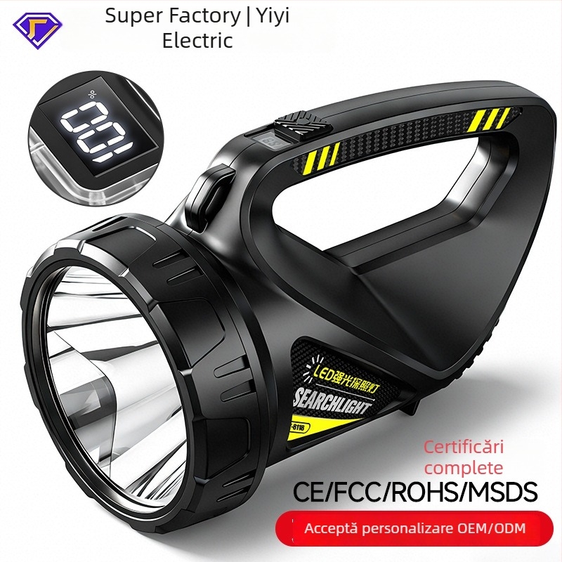Lanternă de mână reîncărcabilă, fascicul ultra-luminos, rază lungă pentru exterior, 20W, 4800mAh, ABS plastic