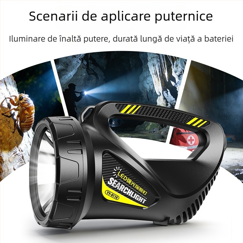 Lanternă de mână reîncărcabilă, fascicul ultra-luminos, rază lungă pentru exterior, 20W, 4800mAh, ABS plastic