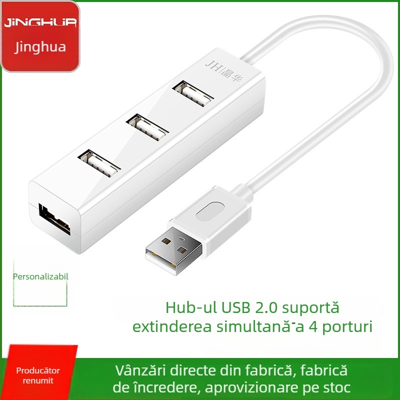 Hub USB 2.0 cu 4 porturi, extensie USB cu interfețe multiple, splitter 1 la 4