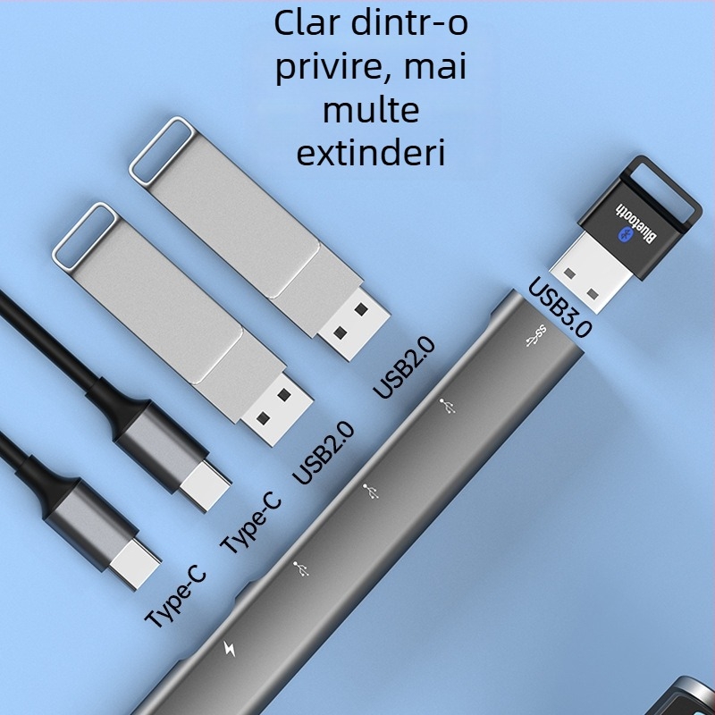 Fu xinlong Dock USB-C multifuncțional cu hub USB 3.0, adaptor OTG, pentru mouse, tastatură și unități USB