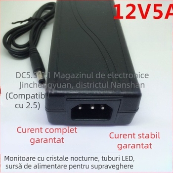 Sursă de alimentare pentru bandă LED 12V 5A, adaptor pentru benzi 5050/5630