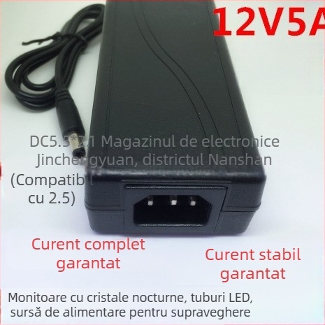 Sursă de alimentare pentru bandă LED 12V 5A, adaptor pentru benzi 5050/5630
