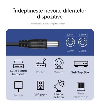 Adaptor de alimentare pentru dispozitiv de supraveghere cu mai multe tensiuni de ieșire: 3V2A, 5V2A, 6V2A, 7.5V2A, 9V2A, 10V2A, 12V2A