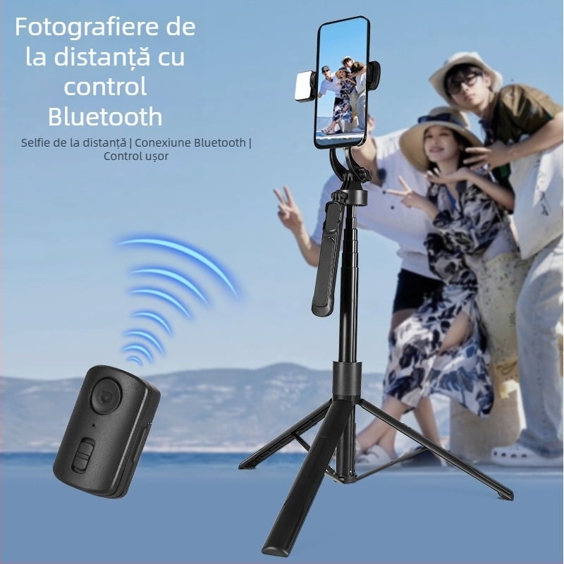 Selfie stick Bluetooth pentru telefoane mobile, suport pentru streaming live, trepied, dispozitiv selfie inteligent portabil, stativ de podea