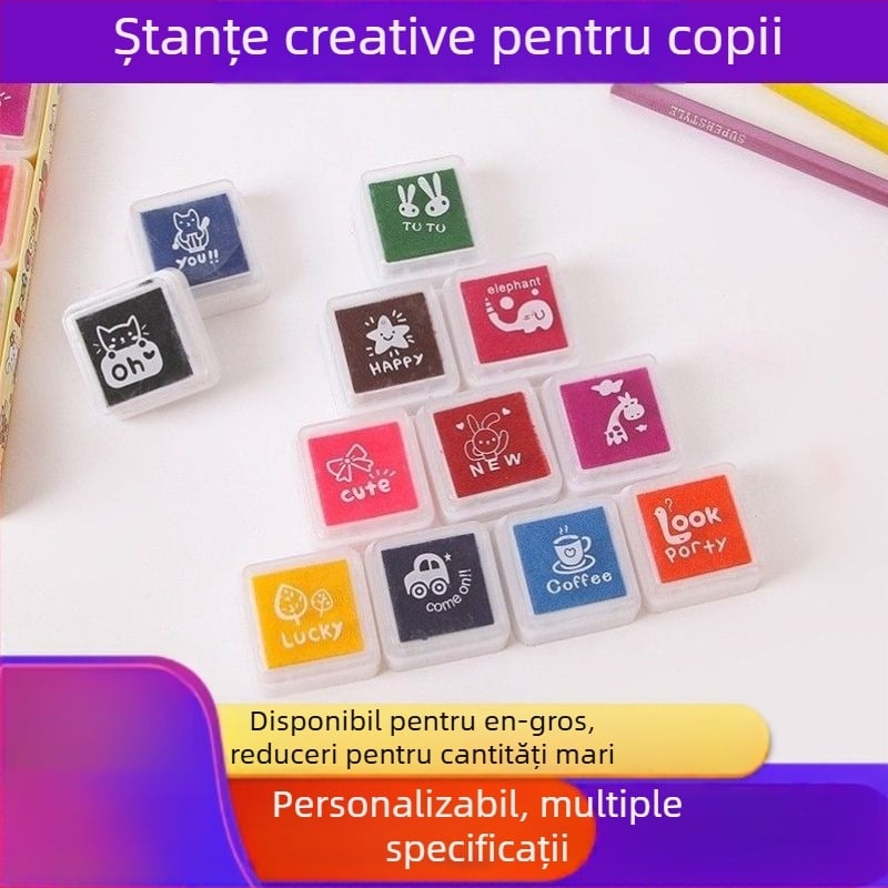 12 nuanțe de bureți cu cerneală pentru desen cu degetele pentru copii