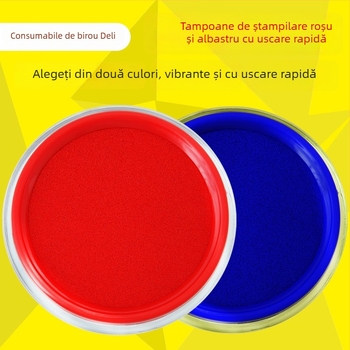 Deli 9863 Tampon de cerneală albastru rotund pentru ștampilă financiară, uscare rapidă, rezistent la apă – birou