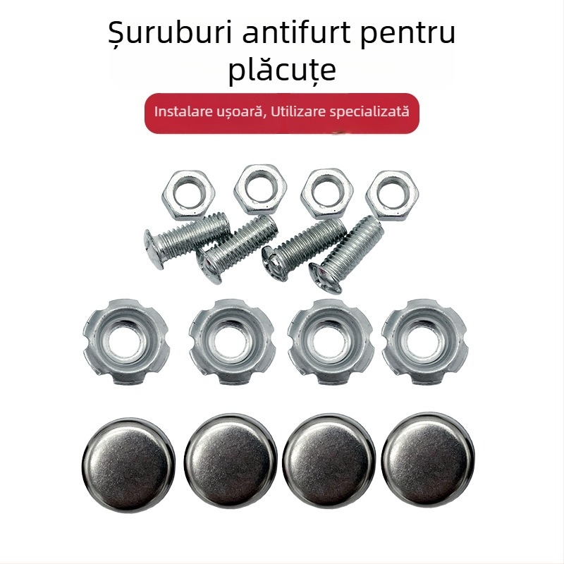 Șuruburi antifurt pentru plăcuța de înmatriculare a motocicletei, cu clemă pentru cadrul ramei și capace de montaj – accesorii de modificare