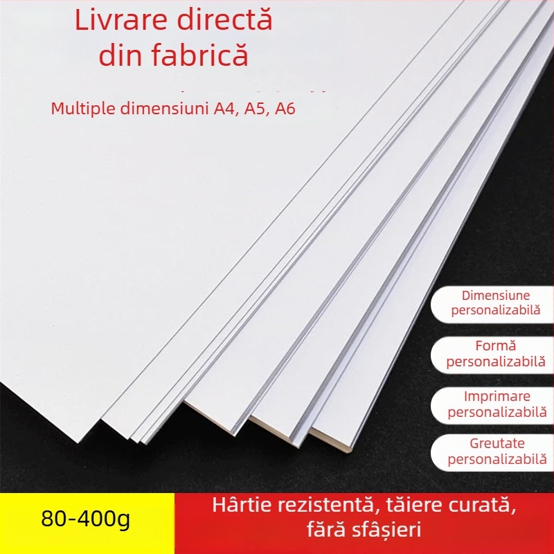 Carton alb olandez, dimensiuni A4/A5/A6, pentru artă și desen, postere manuscrite; carton alb gros