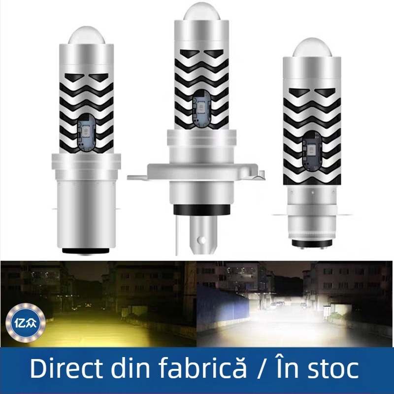 Devil Eye LED far moto încorporat, lampă H4, rază lungă, 1100–1200 lm, 9–85 V, IP67, aluminiu
