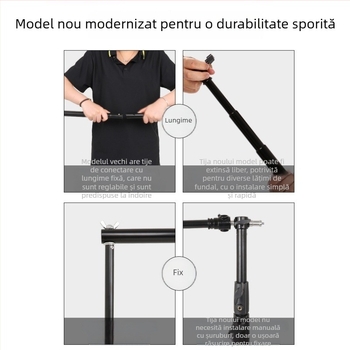 Stativ telescopic de iluminat, 3 m, cu bară transversală pentru fundal fotografic