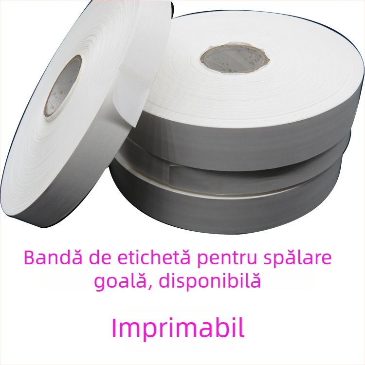 Bandă de nylon goală cu etichetă de îngrijire și marcă, bandă sintetică cu strat de acoperire pentru imprimare pe bandă de carbon
