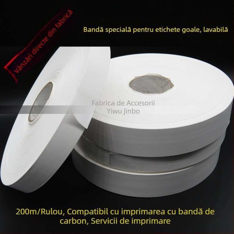 Bandă de nylon goală cu etichetă de îngrijire și marcă, bandă sintetică cu strat de acoperire pentru imprimare pe bandă de carbon
