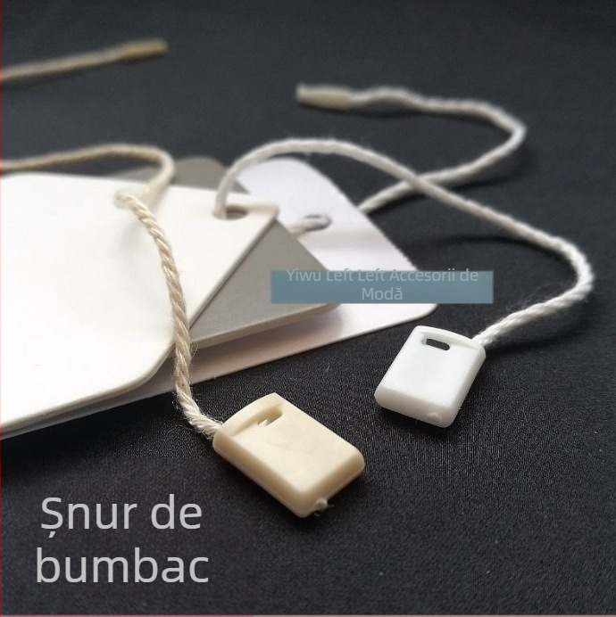 Sfoară etichetă din bumbac bej cu șnur alb și cataramă pătrată pentru haine (1000 de bucăți)