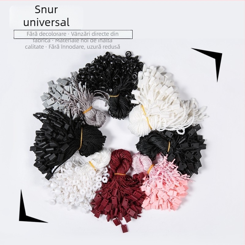 Șnur etichete pentru haine cu cataramă pătrată – negru, alb și multicolor