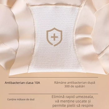 Chiloți femei cu talie înaltă din mătase de gheață, respirabili și antibacterieni, căptușeală din mătase de dud, gusset extins, modelare abdomen