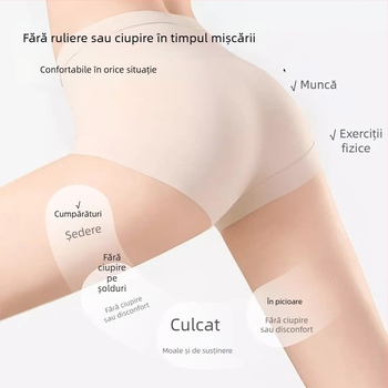Chiloți femei cu talie înaltă din mătase de gheață, respirabili și antibacterieni, căptușeală din mătase de dud, gusset extins, modelare abdomen