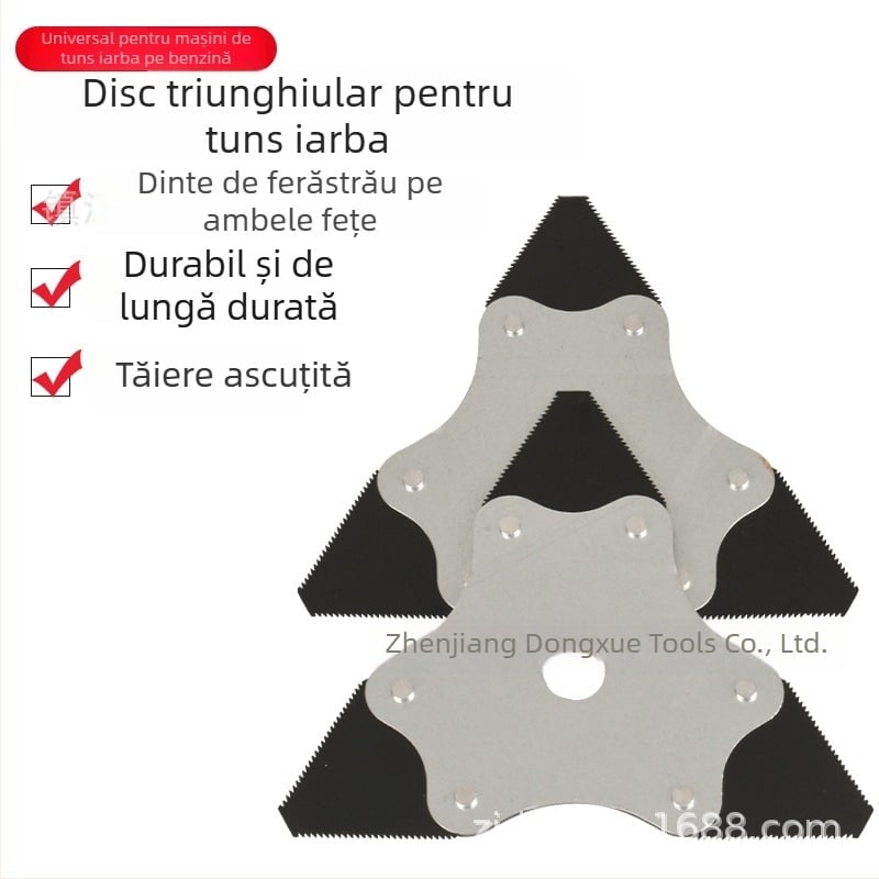 Lamă personalizată pentru mașina de tuns iarba, triunghiulară, zimțată, din oțel mangan îngroșat