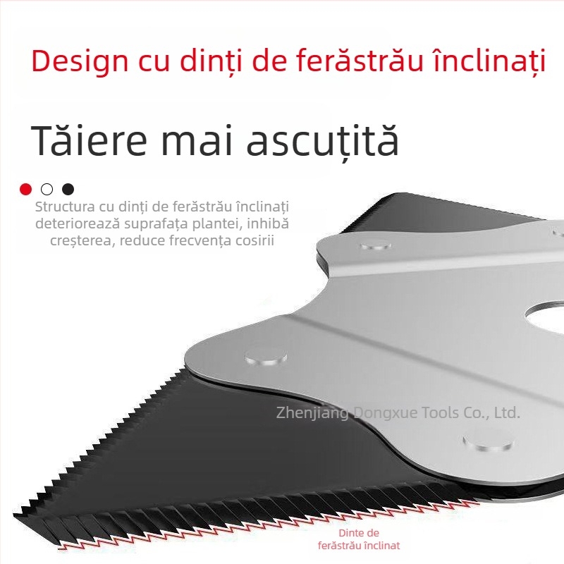 Lamă personalizată pentru mașina de tuns iarba, triunghiulară, zimțată, din oțel mangan îngroșat