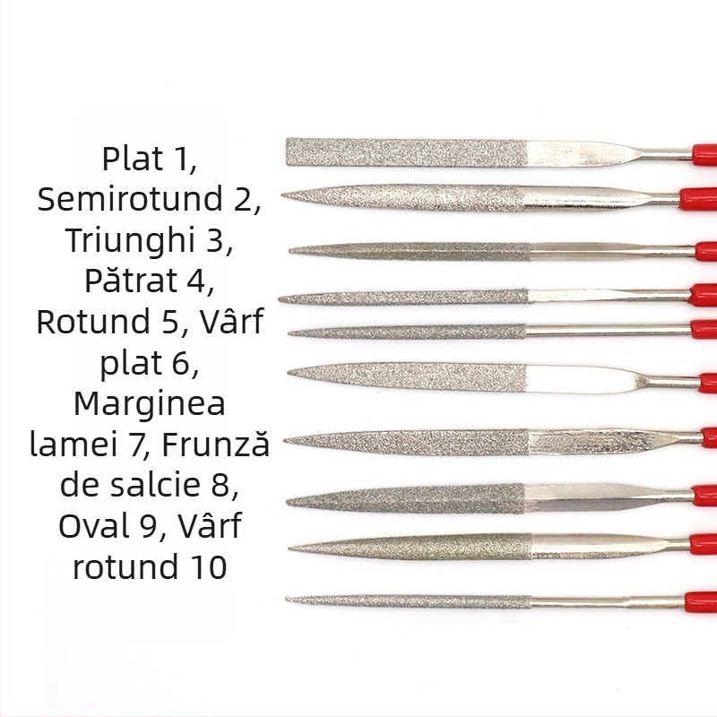 Set de fișiere plane cu diamant, acoperire electroplatată, pentru modelare
