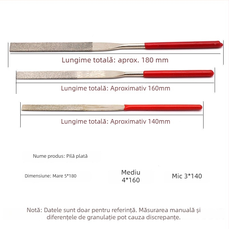 Set de fișiere plane cu diamant, acoperire electroplatată, pentru modelare