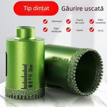 Polizor unghiular cu dinți zimțați pentru găuri uscate în plăci ceramice, plăci vitrificate și piatră; burghiu diamantat sudat; șlefuire și găurire universală