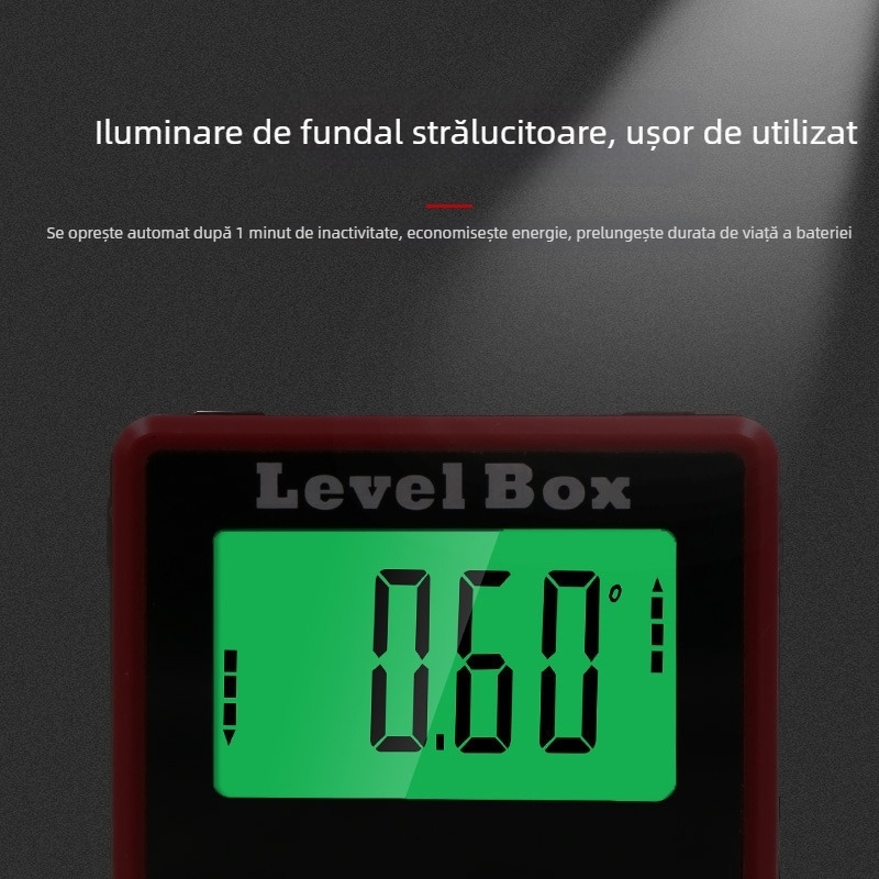 Inclinometru digital magnetic cu afișaj iluminat și riglă unghiulară