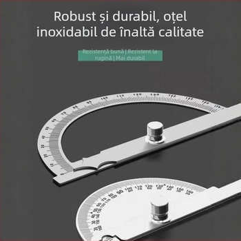 Rigla unghiulară universală din oțel inoxidabil pentru tâmplărie, măsurare de precizie a unghiurilor cu scară semicirculară