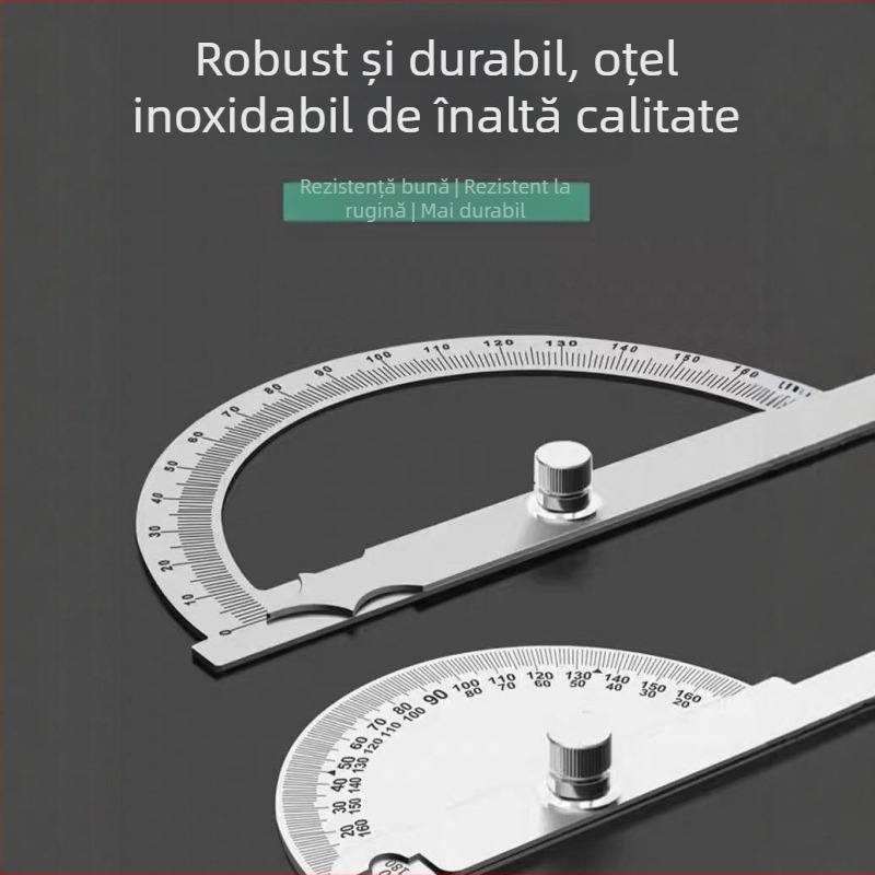 Rigla unghiulară universală din oțel inoxidabil pentru tâmplărie, măsurare de precizie a unghiurilor cu scară semicirculară