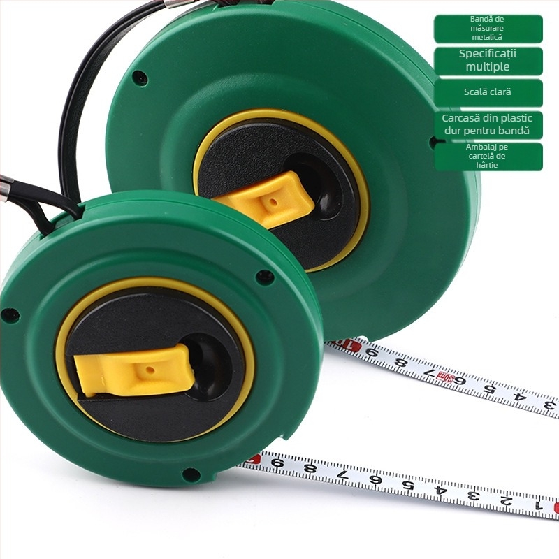 Tuosen ruletă de inginerie cu cutie, 20 m/30 m, disc acționat manual, bandă metalică, 50 m bandă de oțel – instrument de măsurare
