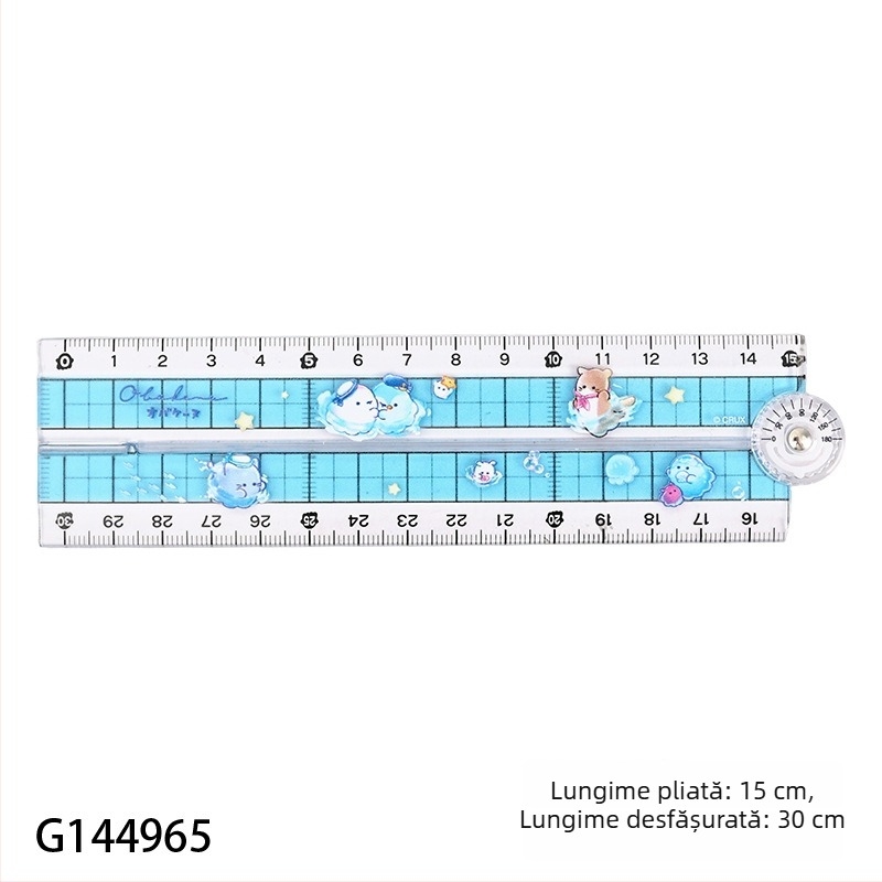 Rigla unghiulara de 30 cm, design cartoon drăguț, pentru elevi