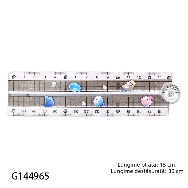 Rigla unghiulara de 30 cm, design cartoon drăguț, pentru elevi