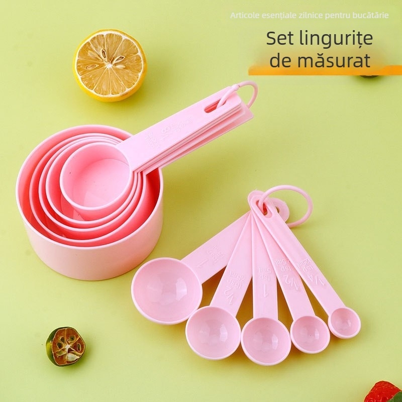 Set de linguri de măsurat din plastic PP, DIY, capacitate mare, 10 piese cu marcaje de măsură