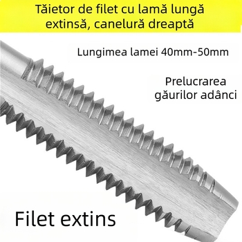 Vinda metru cu canal drept extins pentru filetare în găuri adânci – margine de tăiere 40 mm, lungime dinți 50 mm