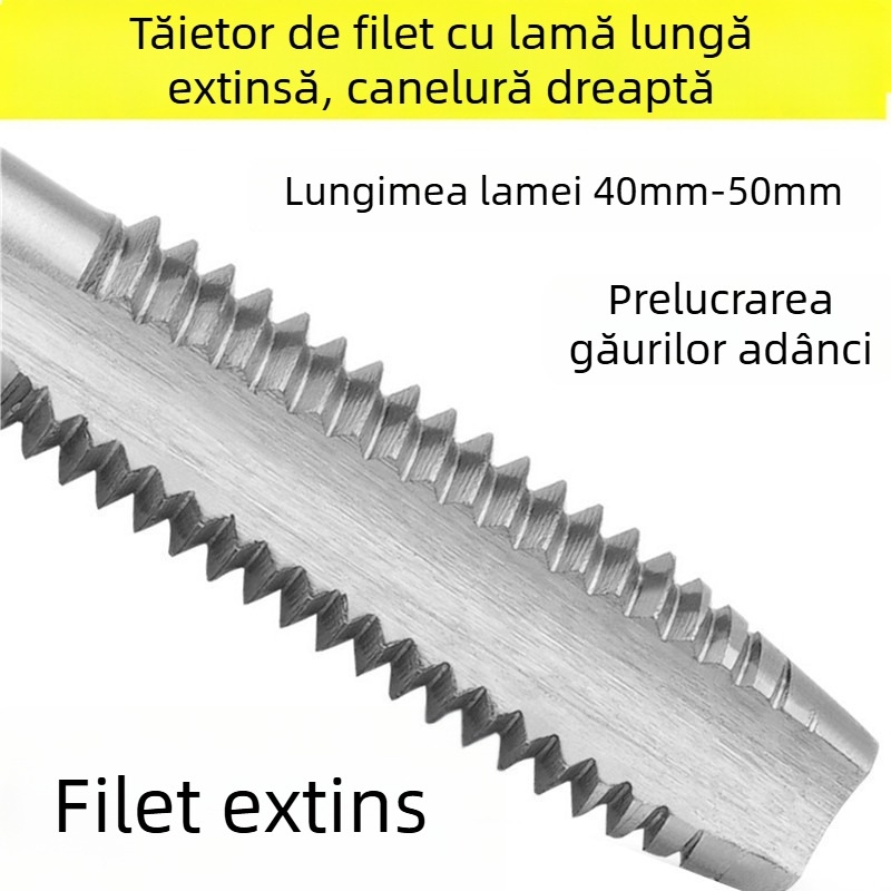 Vinda metru cu canal drept extins pentru filetare în găuri adânci – margine de tăiere 40 mm, lungime dinți 50 mm